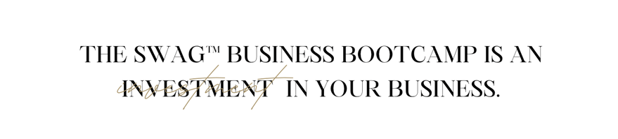 The SWAG™ Business Bootcamp is an investment in your business.